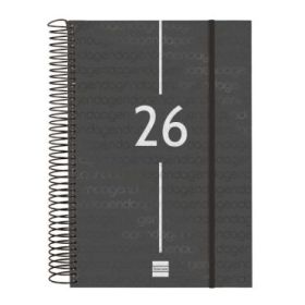 Finocam Year Agenda de Espiral en Catalan - Tapa Ligera - Formato E11 - 1 Dia por Pagina - Color Negro