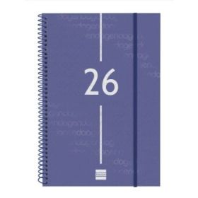 Finocam Year Agenda de Espiral en Catalan - Anual 2026 - Tapa Ligera - Formato E11 - 172x14x242mm - Semana Vista en Vertical - Color Azul