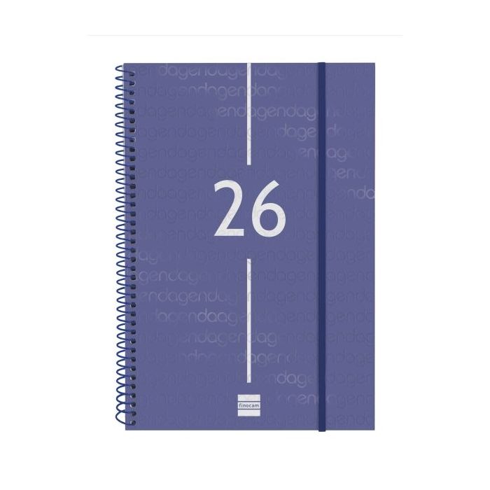 Finocam Year Agenda de Espiral en Catalan - Anual 2026 - Tapa Ligera - Formato E11 - 172x14x242mm - Semana Vista en Vertical - Color Azul