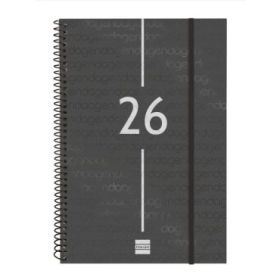 Finocam Year Agenda de Espiral en Catalan - Anual 2026 - Tapa Ligera - Formato E11 - 172x14x242mm - Semana Vista en Vertical - Color Negro