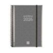 Finocam Basics Agenda en Catalan - Anual 2026 - con Espiral - Personalizable - Formato E10 - 162x14x212mm - Semana Vista en Vertical - Color Gris