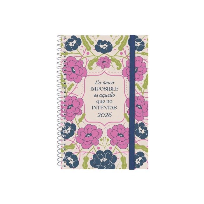 Finocam Design Collection Agenda de Espiral - Anual 2026 - Tapa Ligera - Formato E5 - 124x14x181mm - Semana Vista Horizontal - Tematica de Flores