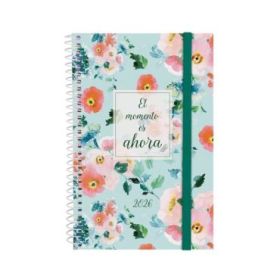 Finocam Design Collection Agenda de Espiral - Anual 2026 - Tapa Ligera - Formato E5 - 124x14x181mm - Semana Vista Horizontal - Tematica de Flores