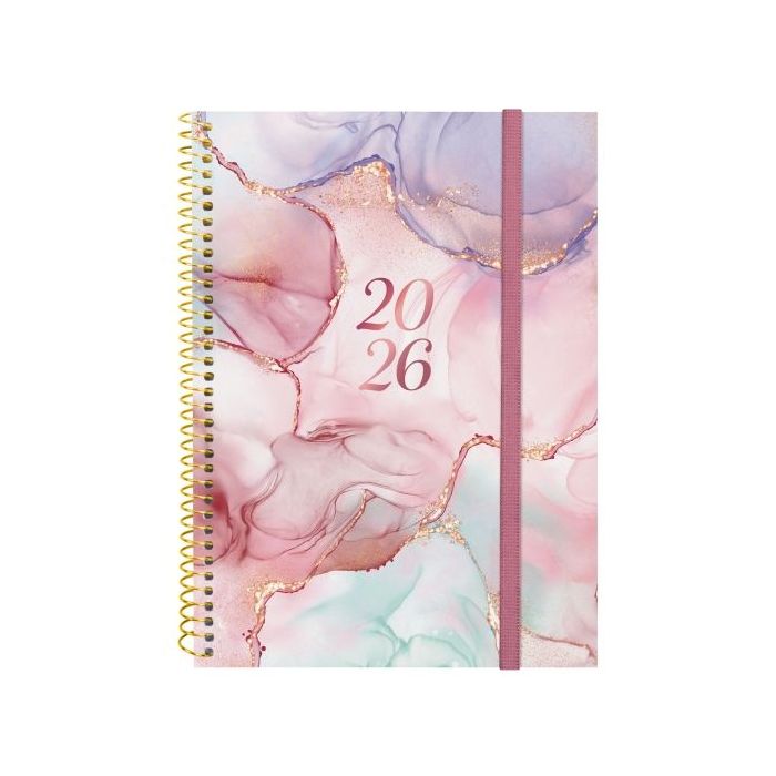Finocam Design Collection Agenda de Espiral - Anual 2026 - Tapa Ligera - Formato E10 - 162x14x212mm - Semana Vista Horizontal - Color Varios