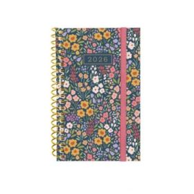 Finocam Design Collection Agenda de Espiral en Catalan - Anual 2026 - Tapa Ligera - Formato E3 - 85x14x127mm - Semana Vista Horizontal - Tematica de Flores