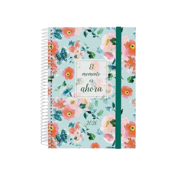 Finocam Design Collection Agenda de Espiral - Anual 2026 - Tapa Ligera - Formato E10 - 172x29x212mm - 1 Dia por Pagina - Tematica de Flores
