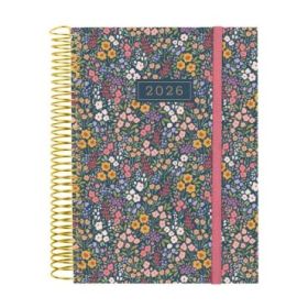 Finocam Design Collection Agenda de Espiral en Catalan - Anual 2026 - Tapa Ligera - Formato E10 - 172x29x212mm - 1 Dia por Pagina - Tematica de Flores