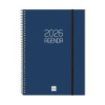 Finocam Opaque Agenda de Espiral - Anual 2026 - Tapa Ligera - Cierre con Goma Elastica - Formato E10 - 162x14x212mm - Semana Vista Horizontal - Color Azul