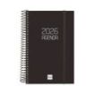 Finocam Opaque Agenda de Espiral en Catalan - Anual 2026 - Tapa Ligera - Cierre con Goma Elastica - Formato E5 - 135x24x181mm - 1 Dia por Pagina - Color Negro