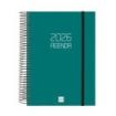 Finocam Opaque Agenda de Espiral en Catalan - Anual 2026 - Tapa Ligera - Cierre con Goma Elastica - Formato E10 - 175x29x212mm - 1 Dia por Pagina - Color Verde