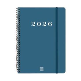 Finocam My Agenda de Espiral - Anual 2026 - Tapa Dura Antirayaduras - Formato E10 - 171x9x212mm - Semana Vista Horizontal - Color Azul