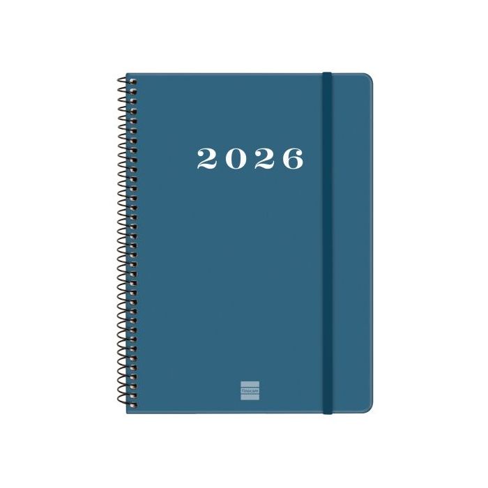 Finocam My Agenda de Espiral - Anual 2026 - Tapa Dura Antirayaduras - Formato E10 - 171x9x212mm - Semana Vista Horizontal - Color Azul