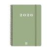 Finocam My Agenda de Espiral - Anual 2026 - Tapa Dura Antirayaduras - Formato E10 - 171x9x212mm - Semana Vista Horizontal - Color Verde