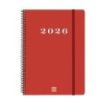 Finocam My Agenda de Espiral - Anual 2026 - Tapa Dura Antirayaduras - Formato E10 - 171x9x212mm - Semana Vista Horizontal - Color Rojo