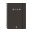 Finocam My Agenda de Espiral - Anual 2026 - Tapa Dura Antirayaduras - Formato E10 - 171x9x212mm - Semana Vista Horizontal - Color Negro