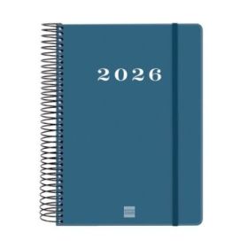Finocam My Agenda de Espiral - Anual 2026 - Tapa Dura Antirayaduras - Formato E10 - 185x20x212mm - 1 Dia por Pagina - Color Azul