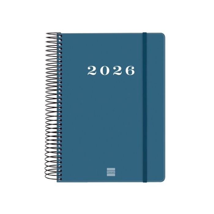 Finocam My Agenda de Espiral - Anual 2026 - Tapa Dura Antirayaduras - Formato E10 - 185x20x212mm - 1 Dia por Pagina - Color Azul