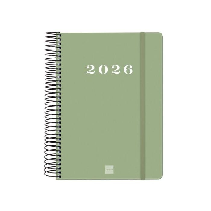 Finocam My Agenda de Espiral - Anual 2026 - Tapa Dura Antirayaduras - Formato E10 - 185x20x212mm - 1 Dia por Pagina - Color Verde