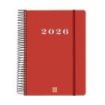 Finocam My Agenda de Espiral - Anual 2026 - Tapa Dura Antirayaduras - Formato E10 - 185x20x212mm - 1 Dia por Pagina - Color Rojo