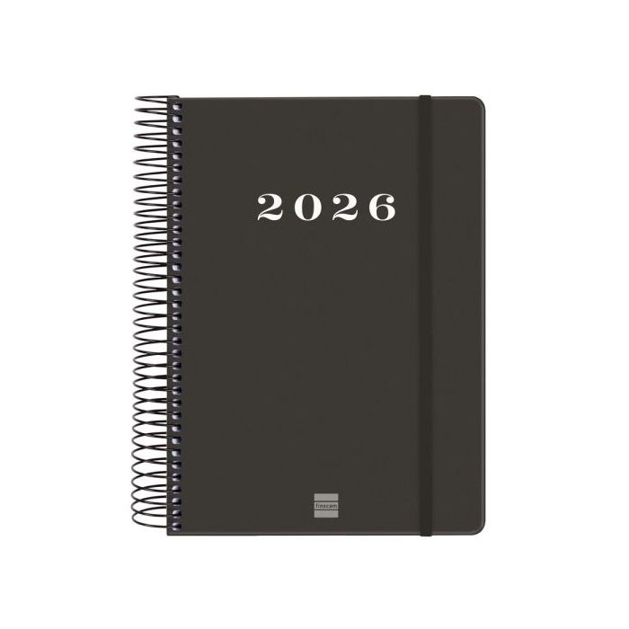 Finocam My Agenda de Espiral - Anual 2026 - Tapa Dura Antirayaduras - Formato E10 - 185x20x212mm - 1 Dia por Pagina - Color Negro