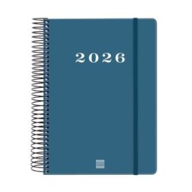 Finocam My Agenda de Espiral en Catalan - Anual 2026 - Tapa Dura Antirayaduras - Formato E10 - 185x20x212mm - 1 Dia por Pagina - Color Azul