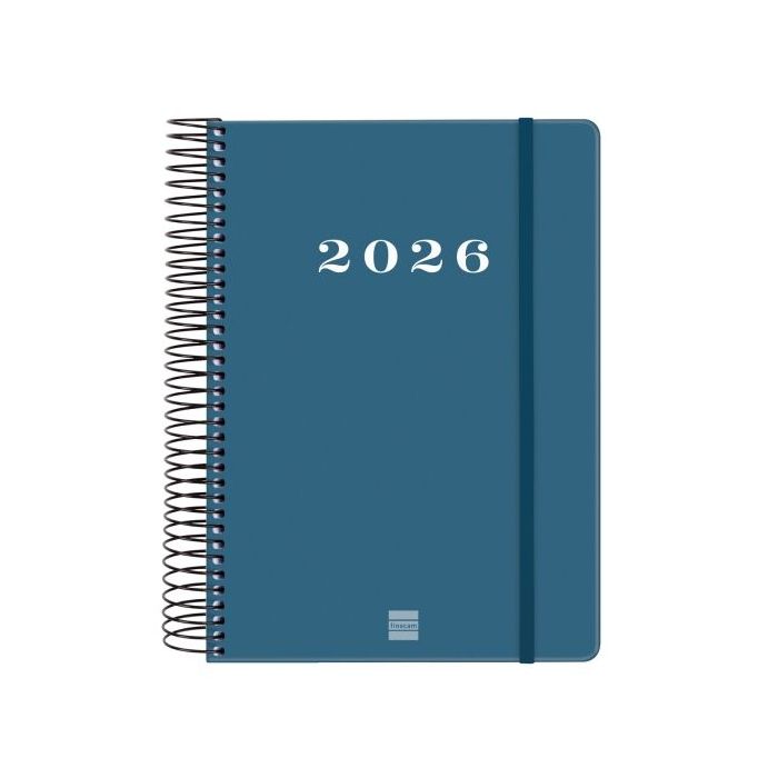 Finocam My Agenda de Espiral en Catalan - Anual 2026 - Tapa Dura Antirayaduras - Formato E10 - 185x20x212mm - 1 Dia por Pagina - Color Azul