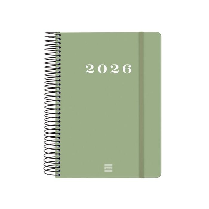 Finocam My Agenda de Espiral en Catalan - Anual 2026 - Tapa Dura Antirayaduras - Formato E10 - 185x20x212mm - 1 Dia por Pagina - Color Verde