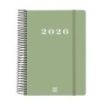 Finocam My Agenda de Espiral en Catalan - Anual 2026 - Tapa Dura Antirayaduras - Formato E10 - 185x20x212mm - 1 Dia por Pagina - Color Verde