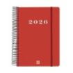 Finocam My Agenda de Espiral en Catalan - Anual 2026 - Tapa Dura Antirayaduras - Formato E10 - 185x20x212mm - 1 Dia por Pagina - Color Rojo
