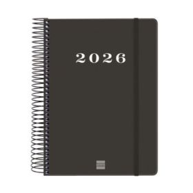 Finocam My Agenda de Espiral en Catalan - Anual 2026 - Tapa Dura Antirayaduras - Formato E10 - 185x20x212mm - 1 Dia por Pagina - Color Negro