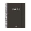 Finocam My Agenda de Espiral en Catalan - Anual 2026 - Tapa Dura Antirayaduras - Formato E10 - 185x20x212mm - 1 Dia por Pagina - Color Negro