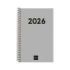 Finocam Espiral Recambio Anual 2026 para Agendas Duo en Catalan - Anual 2026 - Formato E5 - 125x14x181mm - Semana Vista Horizontal - Color Gris Claro