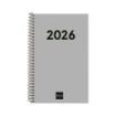 Finocam Espiral Recambio Anual 2026 para Agendas Duo en Catalan - Anual 2026 - Formato E5 - 125x14x181mm - Semana Vista Horizontal - Color Gris Claro