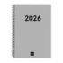 Finocam Espiral Recambio Anual 2026 para Agendas Duo en Catalan - Anual 2026 - Formato E10 - 162x14x212mm - Semana Vista Horizontal - Color Gris Claro