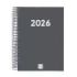 Finocam Espiral Recambio Anual 2026 para Agendas Duo - Anual 2026 - Formato E10 - 175x29x212mm - 1 Dia por Pagina - Color Gris Oscuro
