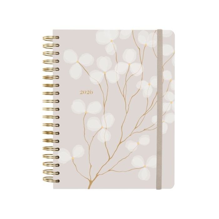 Finocam Optimal Agenda de Espiral Internacional - Anual 2026 - Planificador - Cierre de Goma - Formato B5 - 176x250mm - 1 Dia por Pagina - Tematica de Flores