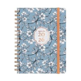 Finocam You Agenda de Espiral en Catalan - Anual 2026 - Planificador - Cierre de Goma - Formato E10 - 172x19x220mm - Semana Vista Horizontal - Tematica de Flores