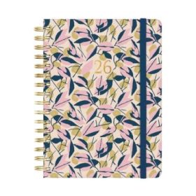 Finocam You Agenda de Espiral en Catalan - Anual 2026 - Planificador - Cierre de Goma - Formato E10 - 180x30x220mm - 1 Dia por Pagina - Tematica de Hojas