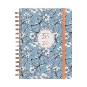 Finocam You Agenda de Espiral en Catalan - Anual 2026 - Planificador - Cierre de Goma - Formato E10 - 180x30x220mm - 1 Dia por Pagina - Tematica de Flores