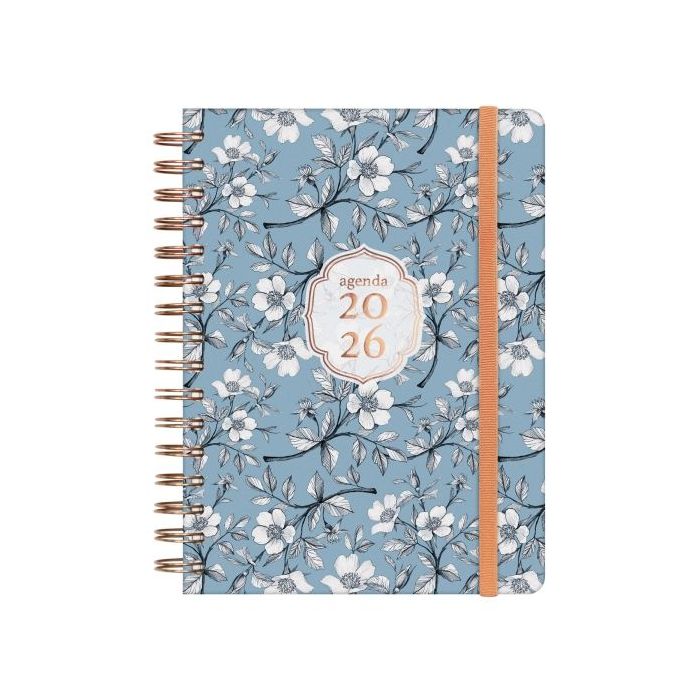 Finocam You Agenda de Espiral en Catalan - Anual 2026 - Planificador - Cierre de Goma - Formato E10 - 180x30x220mm - 1 Dia por Pagina - Tematica de Flores