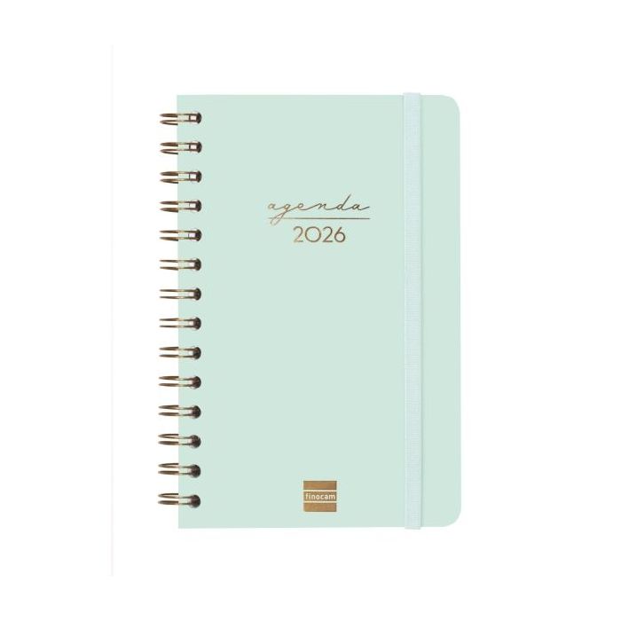 Finocam Alma Agenda - Anual 2026 - con Espiral - Formato E5 - 131x19x190mm - Semana Vista Horizontal - Color Menta