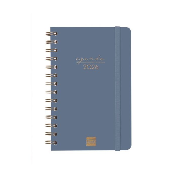 Finocam Alma Agenda - Anual 2026 - con Espiral - Formato E5 - 131x19x190mm - Semana Vista Horizontal - Color Azul