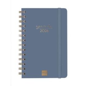 Finocam Alma Agenda en Catalan - Anual 2026 - con Espiral - Formato E5 - 131x19x190mm - Semana Vista Horizontal - Color Azul