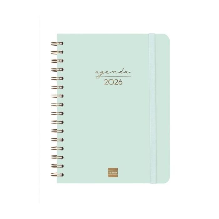 Finocam Alma Agenda en Catalan - Anual 2026 - con Espiral - Formato E10 - 172x19x220mm - Semana Vista Horizontal - Color Menta