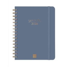 Finocam Alma Agenda en Catalan - Anual 2026 - con Espiral - Formato E10 - 172x19x220mm - Semana Vista Horizontal - Color Azul