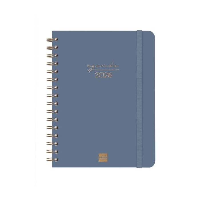 Finocam Alma Agenda en Catalan - Anual 2026 - con Espiral - Formato E10 - 172x19x220mm - Semana Vista Horizontal - Color Azul