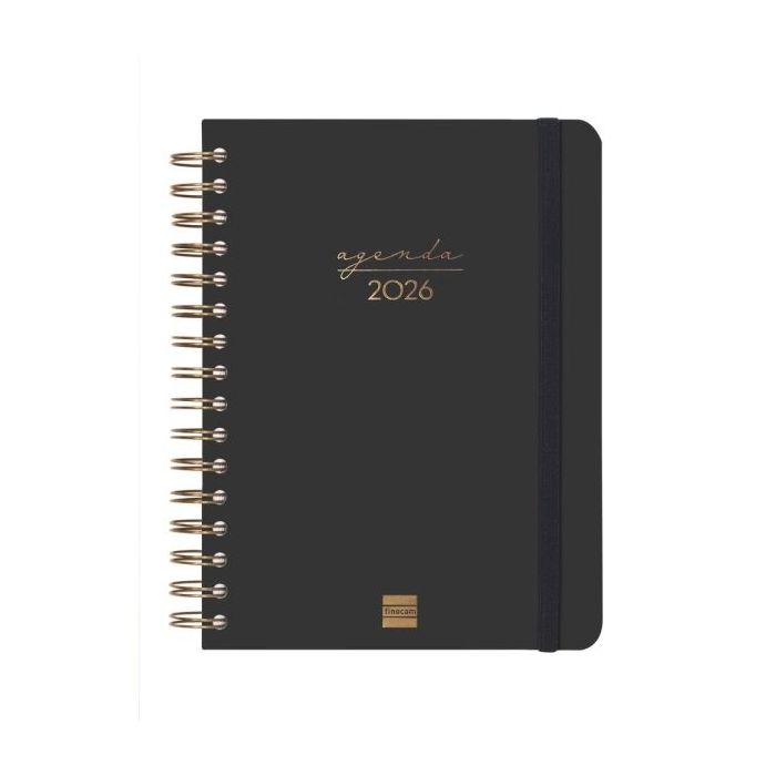 Finocam Alma Agenda - Anual 2026 - con Espiral - Formato E10 - 180x30x220mm - 1 Dia por Pagina - Color Negro