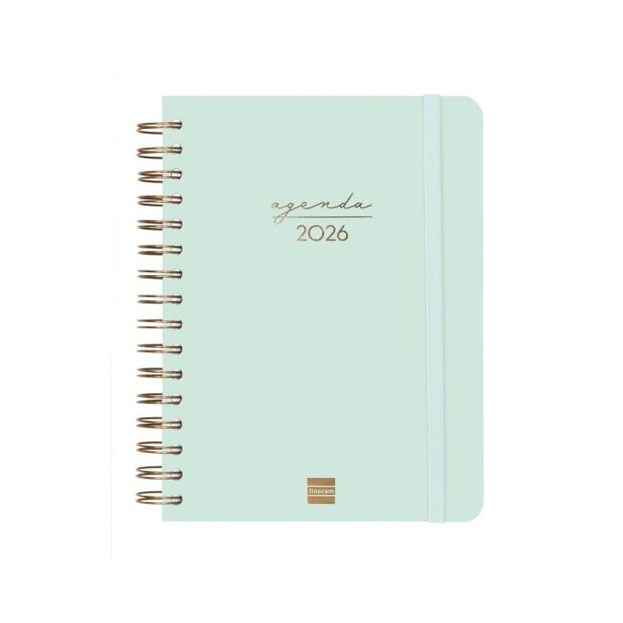 Finocam Alma Agenda en Catalan - Anual 2026 - con Espiral - Formato E10 - 180x30x220mm - 1 Dia por Pagina - Color Menta