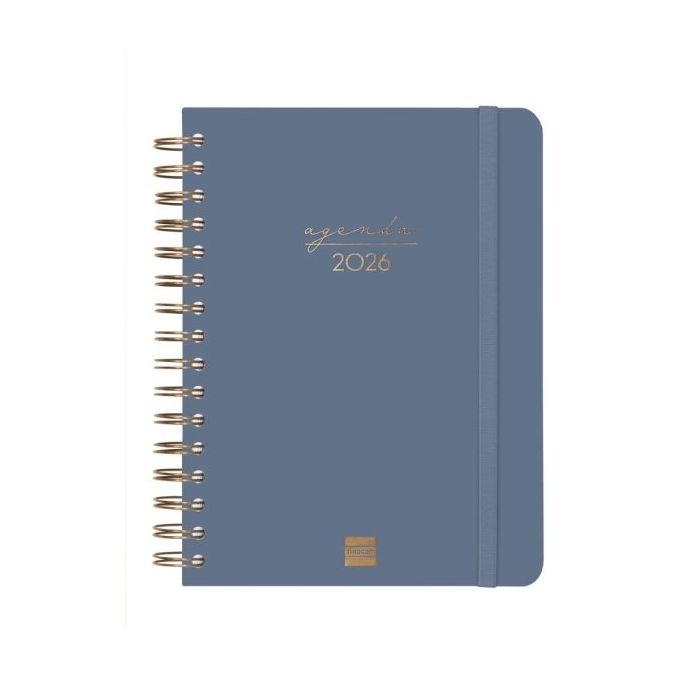 Finocam Alma Agenda en Catalan - Anual 2026 - con Espiral - Formato E10 - 180x30x220mm - 1 Dia por Pagina - Color Azul