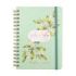 Finocam Flower Journal Agenda de Espiral - Anual 2026 - Tapa Dura - Cierre de Goma - Formato E10 - 155X212mm - Semana Vista Horizontal - Color Verde